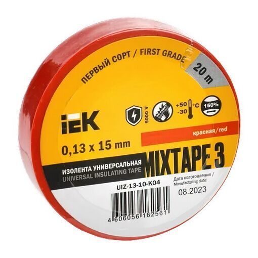 MIXTAPE 3 Изолента 0,13х15мм красная 20м IEK