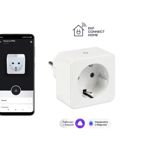 Умная розетка EKF Сonnect Wi-Fi белая