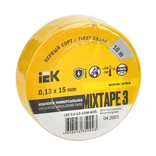 MIXTAPE 3 Изолента 0,13х15мм желтая 10м IEK