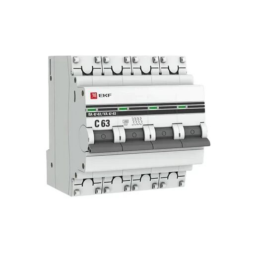 Автоматический выключатель 4P 63А (C) 4,5kA ВА 47-63 EKF PROxima