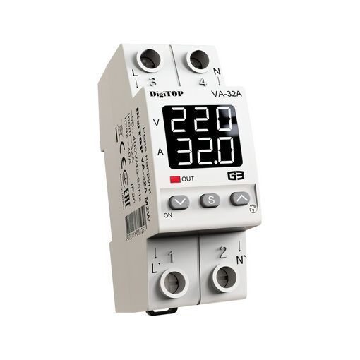 Реле напряжения c контролем тока DigiTOP VA-32A M2W