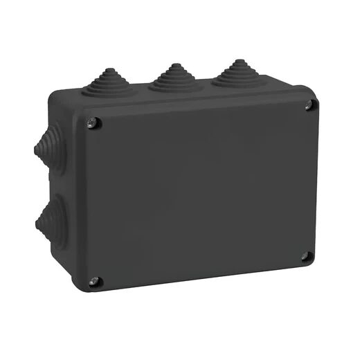 Коробка распаячная КМ41242 для открытой проводки 150х110х70мм IP55 10 гермовводов черная (RAL 9005) IEK